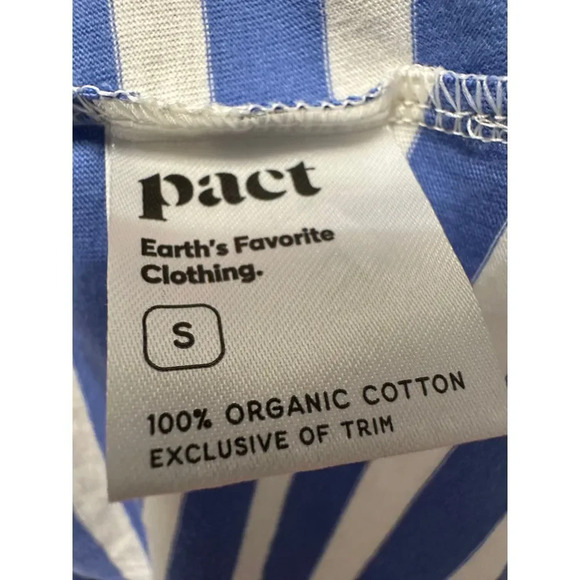 Pact 100% Organic Cotton Blue White Striped Pullover Mini Dress Size Small Tank - Picture 4 of 4